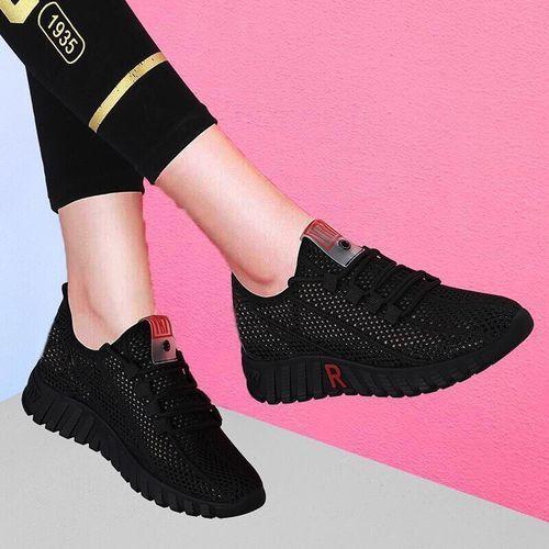 Women's Mesh Breathable Sneakers Shoes - Black