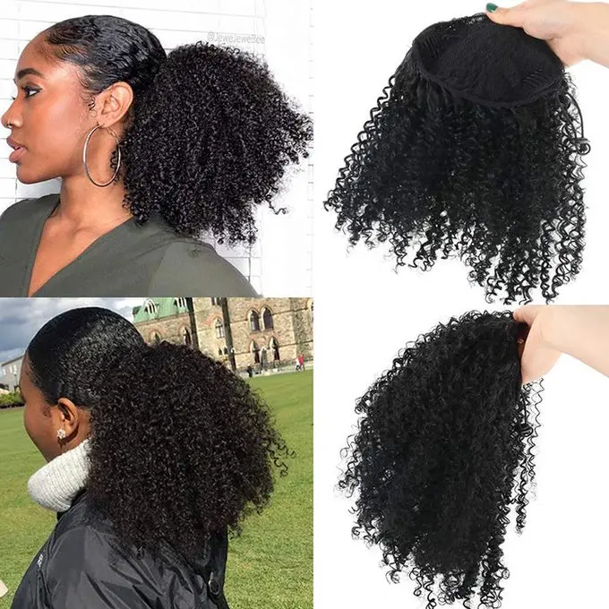 Cordon Puff Kinky Curly Ponytail Synthétique Queue De Cheval Postiche Noir 12 Pouces