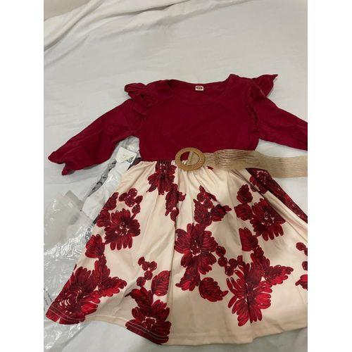 Robe fleurie manche longue avec ceinture
