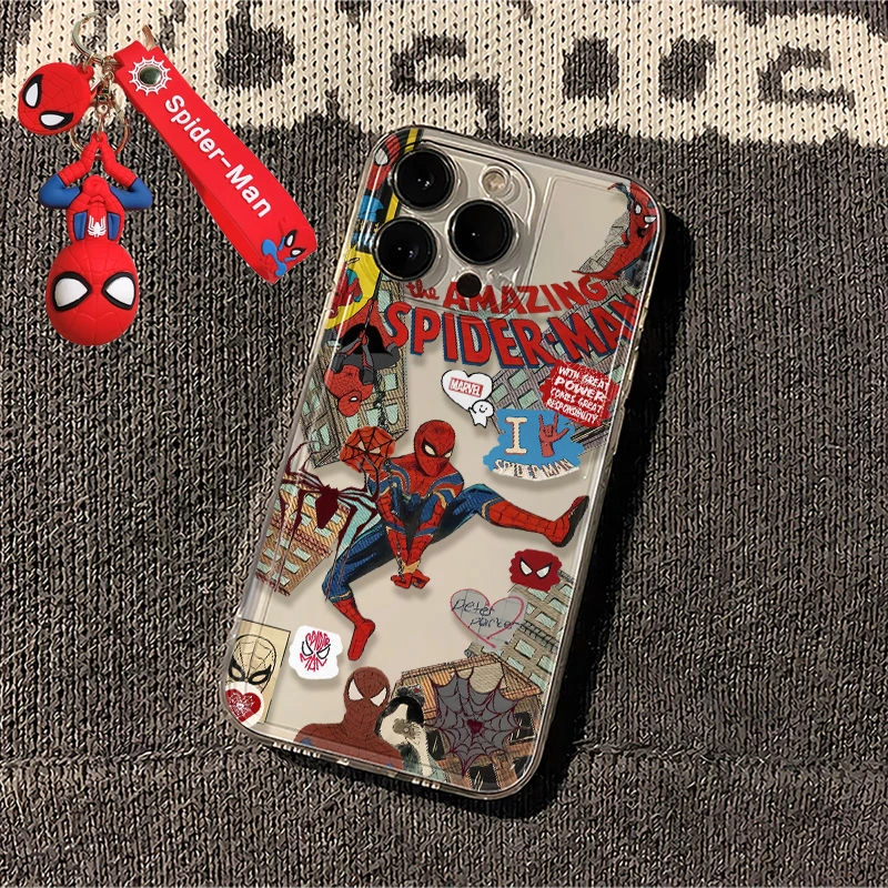 Coque de téléphone pendentif Spider Man pour iPhone, jolie coque anti-chute, antichoc, Y2K, 16, 15, 14, 13, 12, 11 Pro Max, 7, 8 Plus, Poly XS Max