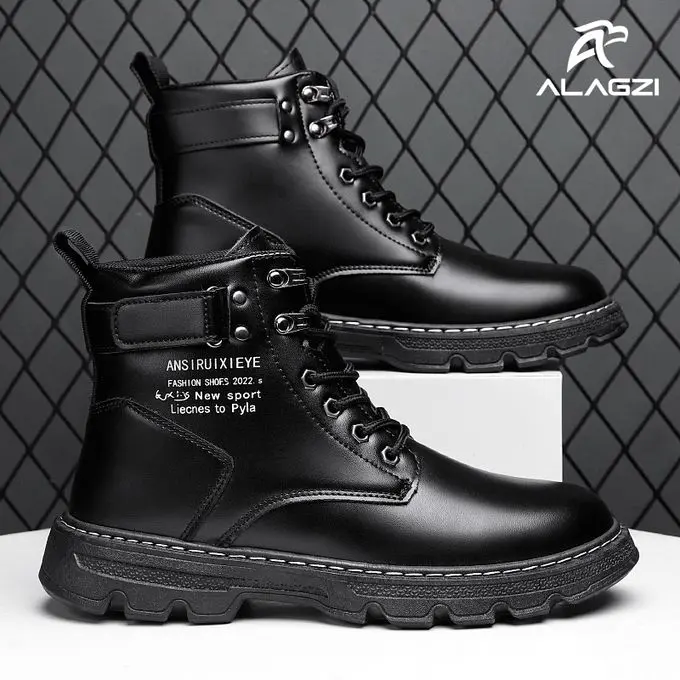 ALagzi Bottes Homme - Chaussures Montante Pour Homme - Noir