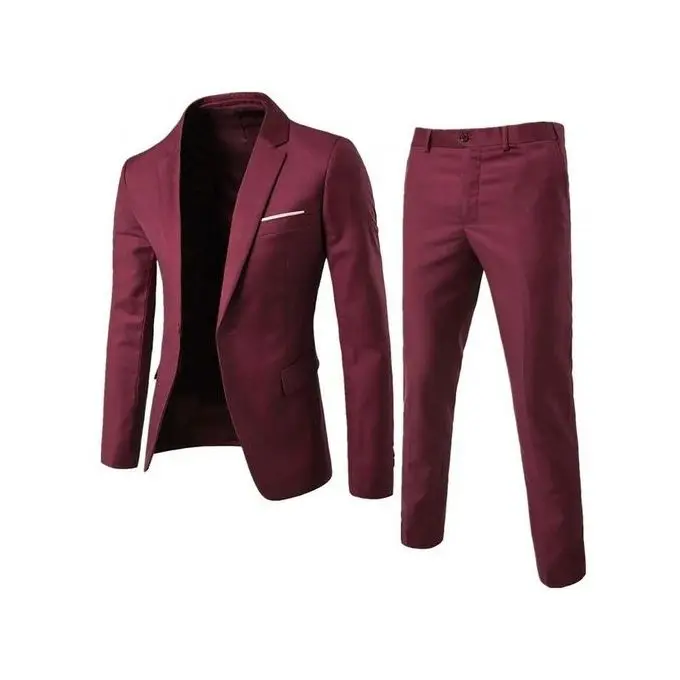 Rouge Vin 2 Piece Tailleur Pantalon De Costume Formel Coupe Slim Pour Homme