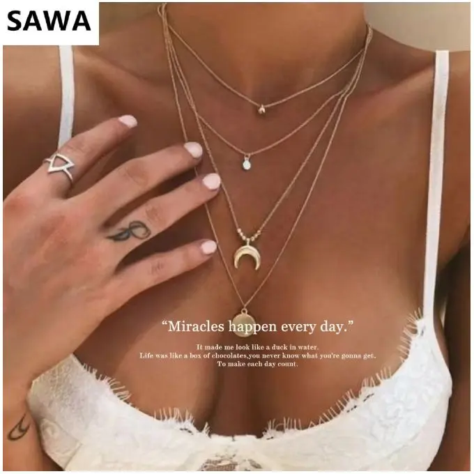Partagez ce produit Universel Collier pendentif en or multicouche combo pour femmes