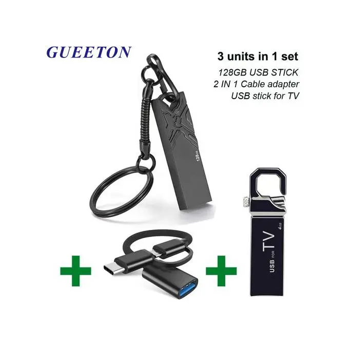 GUEETON 128 Go OTG USB Flash Drive Adaptateur Type C 1 Set De 3 Unités 