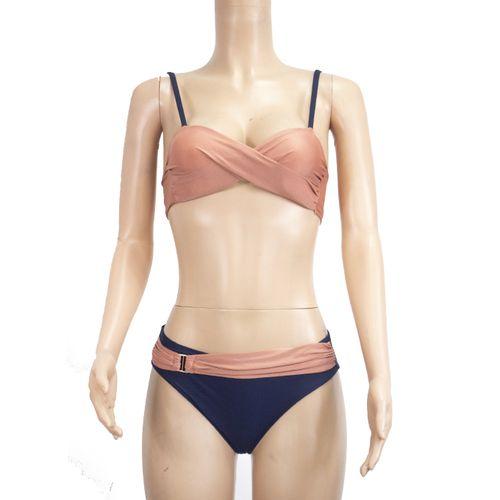 Maillot De Bain deux Pieces - Polyester - bleu de nuit saumon
