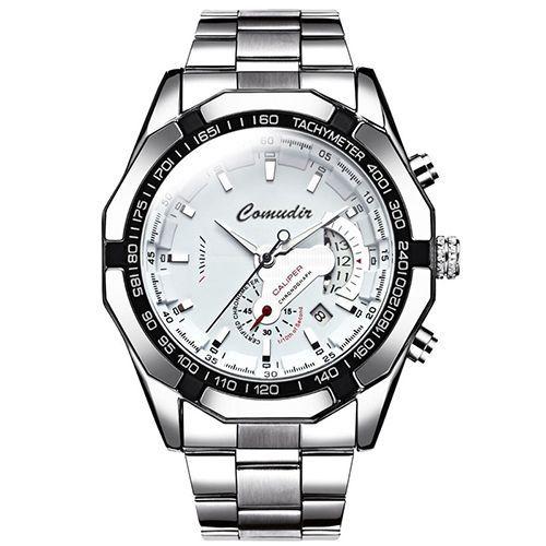 Men's Watch Quartz Waterproof Sport Calendar - Silver
