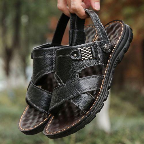 Men's Palm Sandals Open Shoes Comfortable Soft Sole Casual Black
