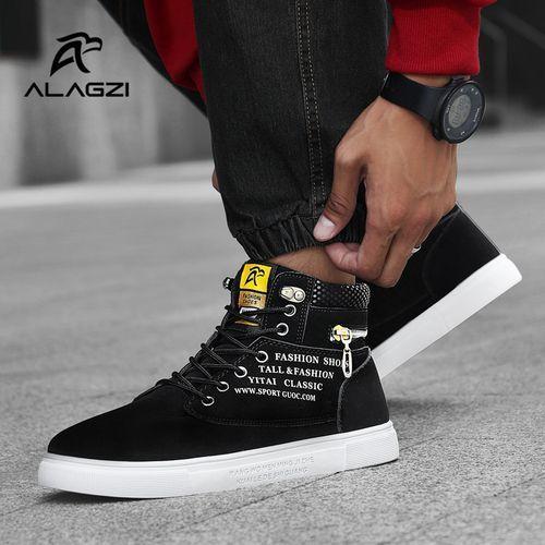 ALagzi Men's Versatile High Top Sneakers For Business And Leisure - Blue