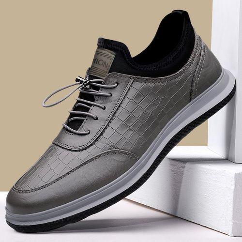 Men's Soft Sole PU Sneakers Casual Sports Shoes - Gray