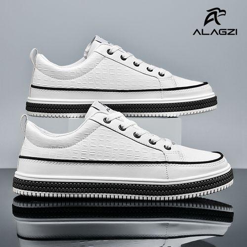 ALagzi Men's Casual Solid Color Outdoor Casual Board Shoes - White