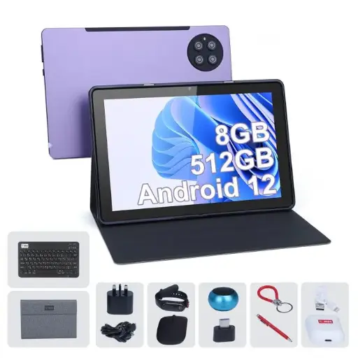 C Idea Tablette PC pour Adultes, 10 Pouces Android 12 Sim 512GB Tablette Violette
