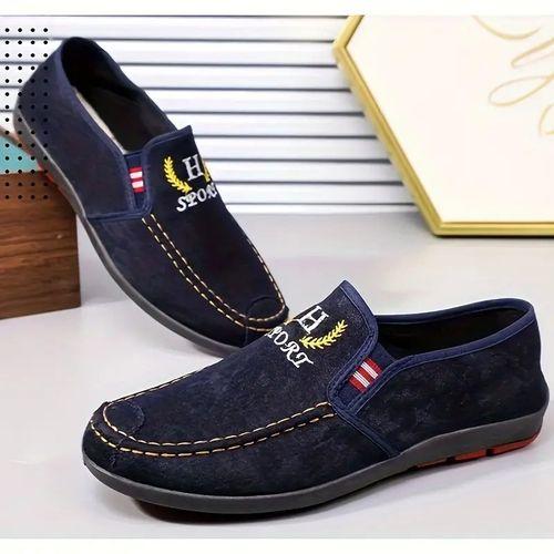 Chaussures en toile à la mode pour hommes, chaussures basses décontractées en toile, bleues