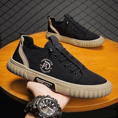 GALUIN Chaussures En Toile Décontractées Simples Et à La Mode Pour Hommes-Noir