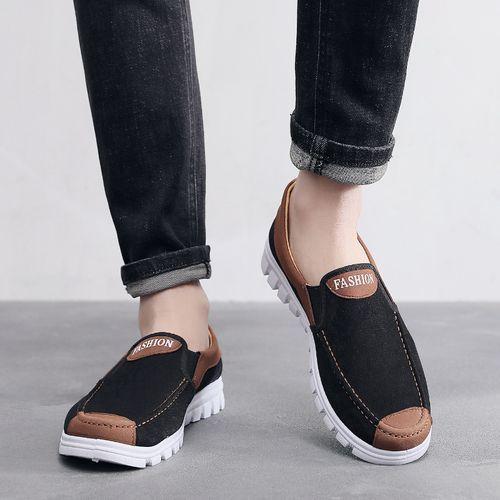 Mens Slipon Sports Shoes Loafers Canvas Casual Classic Running Sneaker Black