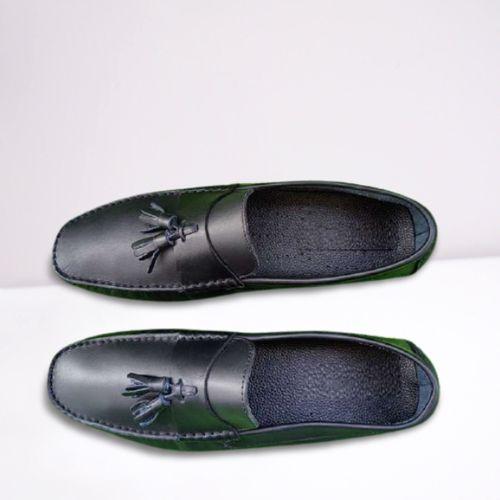 mocassin en cuir - pour homme - noir