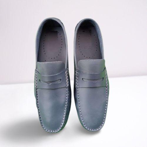 mocassin en cuir - pour homme - GRIS