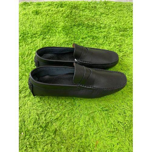 mocassin en cuir - pour homme - noir