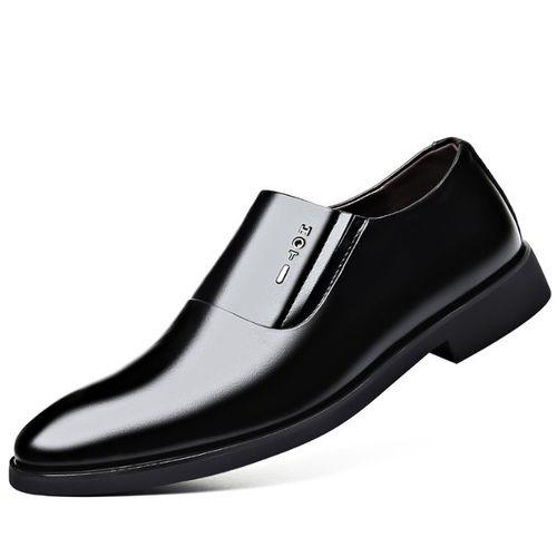 Fashion Mocassins Chaussures De Travail à Bout Pointu En Cuir Brillant Pour Hommes- Noires