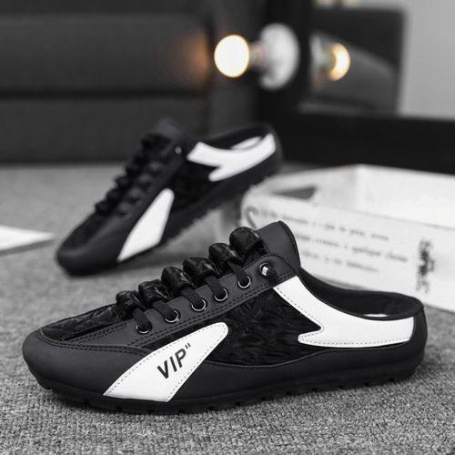 Men Casual Half Loafers Slip-ons Palm Slippers Sandals Open Shoes Black
