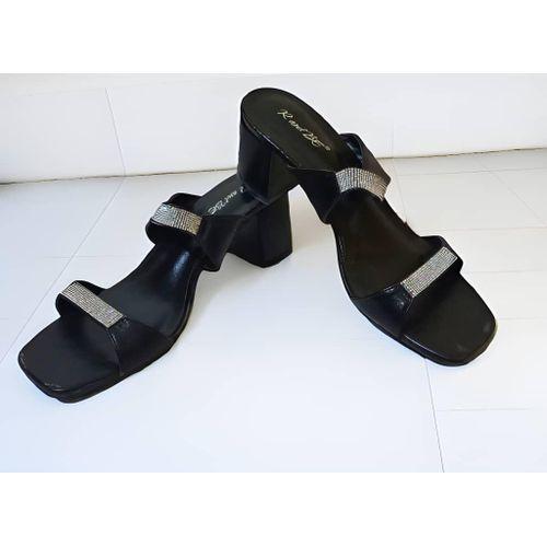 chaussure à talon noir en cuir pour femmes- taille 40