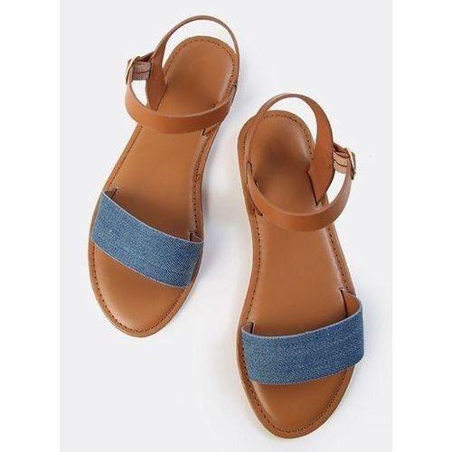 Nu pied marron bleu bande avec crochée