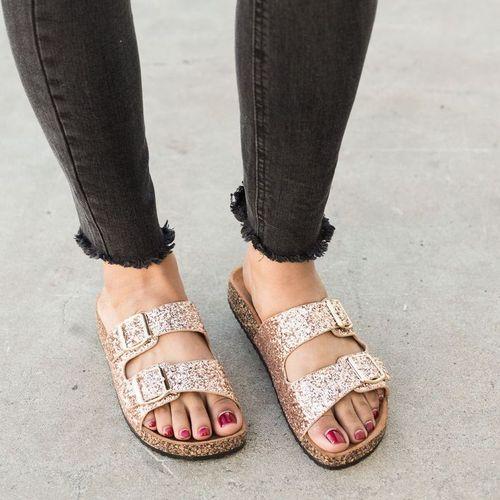 Sandale orthopédique rose paillettes(fabrication locale)