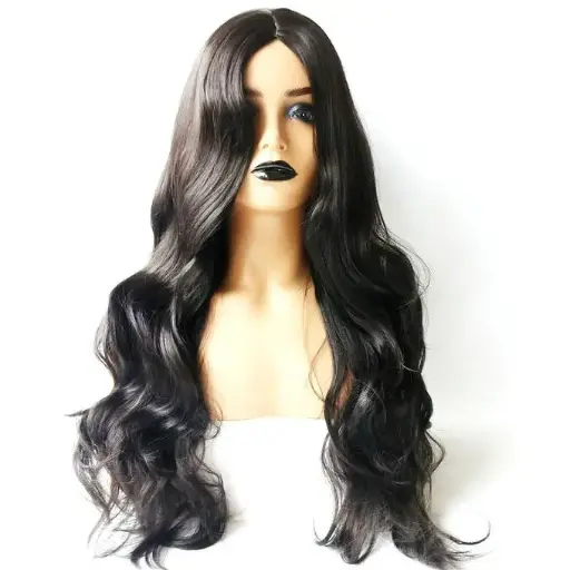 Perruque Avec Closure Bouclées Longues Et Ondulées Noires De Haute Qualité Pour Dames