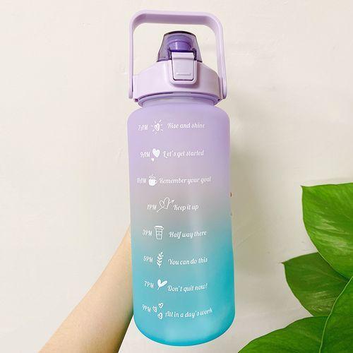 2L Large Capacity Time Marked Water Bottle Straw Cup High Temperature