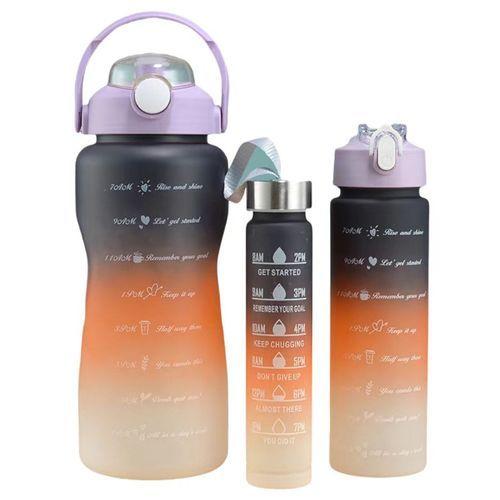 3 In 1 Color Motivational Water Bottle With Stickers Mix