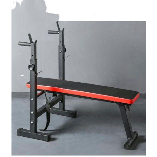 Banc de Musculation pliable avec support de barres pour haltères et station à DIPS