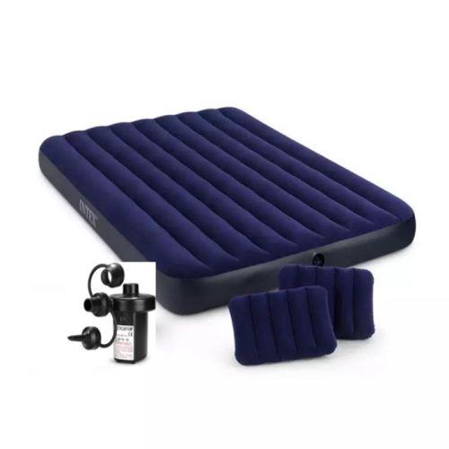 Matelas Gonflable 2 places+ Coussin d'oreiller + 2 Gonfleur électrique et manuel