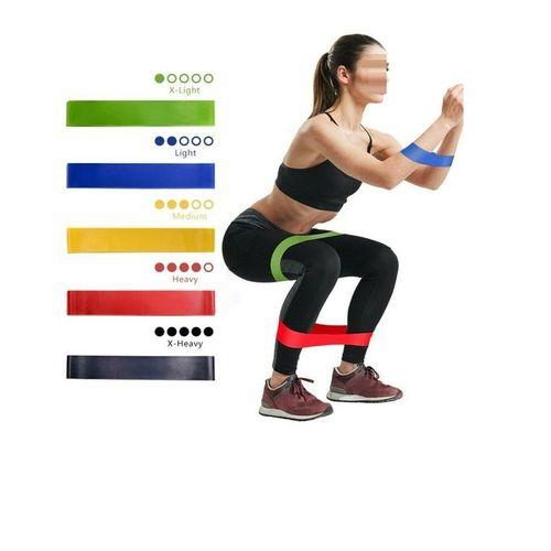 5 x Bandes de Résistance Élastique Latex pour Salle de Gym, Exercice, Yoga, Pilâtes, Kinésithérapie, Rééducation