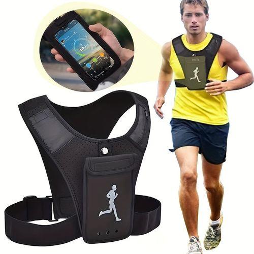 1 Débardeur De Sport Respirant Avec Support De Téléphone Et Rangement - Noir