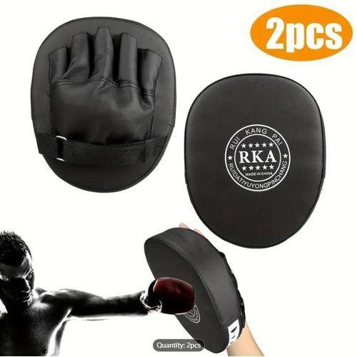 2 Pièces Coussinets De Main D'entraînement En Cuir Artificiel De Boxe Incurvés