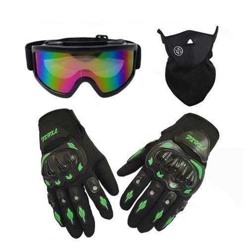 Ensemble De Trois Pièces De Casques Tout-terrain, Lunettes, Masques De Ski, Gants Rigides Pour Moto