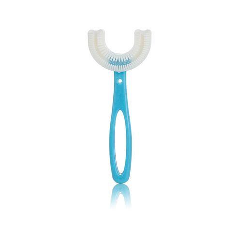 Pack de 2 Brosses à Dents 360° en Forme de U pour Enfants 2 -12ans, Tête de Brosse en Silicone Bleu