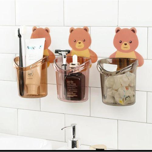Porte brosse 3 pots avec ours autocollants mural