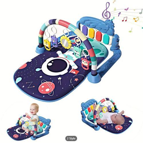 Tapis de jeu d'activité avec support d'exercice pour piano Baby Kick and Play - Bleu