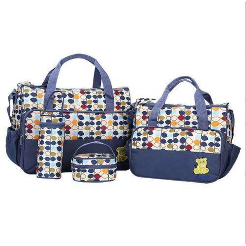 5Pcs Baby Dot Nappy Changing Bags Set Mummy