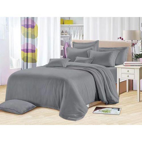 Drap Lit double couleur gris + 2 taies d'oreiller 100% coton