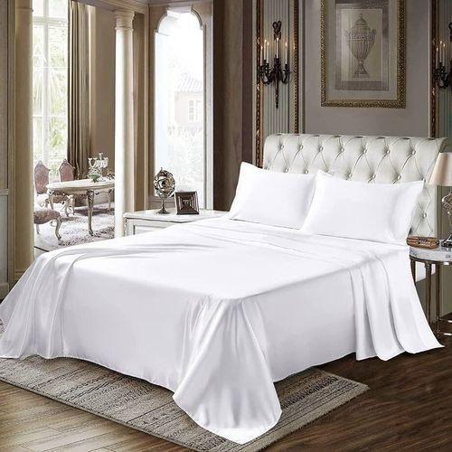 Drap double lit et 2 taies d'oreiller blanc en Coton doux