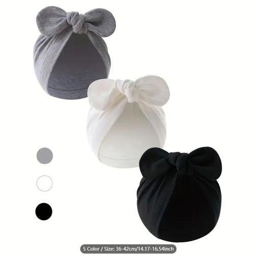 Lot De 3 Bonnets Et Bandeaux à Nœud Pour Bébé