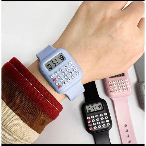 enfants calculatrice montre horloge unisexe enfant Silicone multi-usages électronique led numérique montres-bracelets