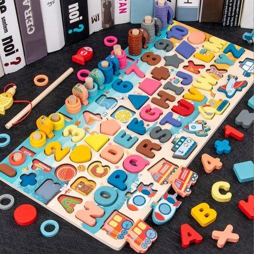 Jouet éducatif En Bois Pour Enfants Math Board Fishing