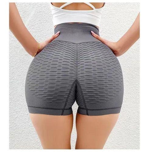 Short de sport de plein air et de fitness pour sport extérieur, legging moulant avec taille haute qui rehausse les fesses- gris