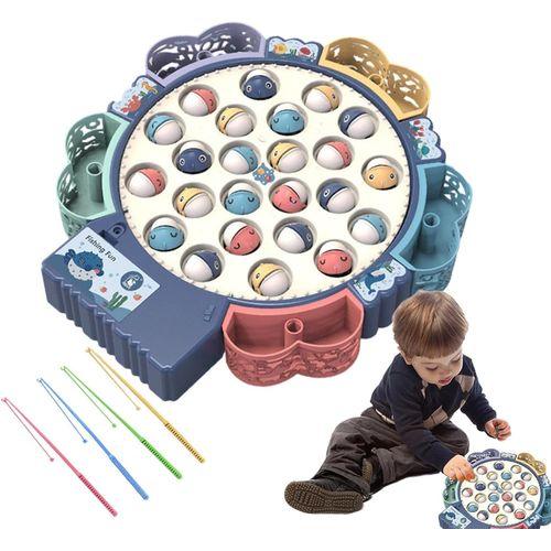 Coffret De Jeu De Pêche (version à Piles) Comprenant 25 Poissons Double Usage + 8 Cannes + Musique