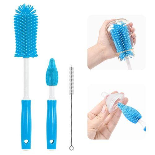 Brosse de nettoyage pour biberon en silicone de haute qualité _bleu