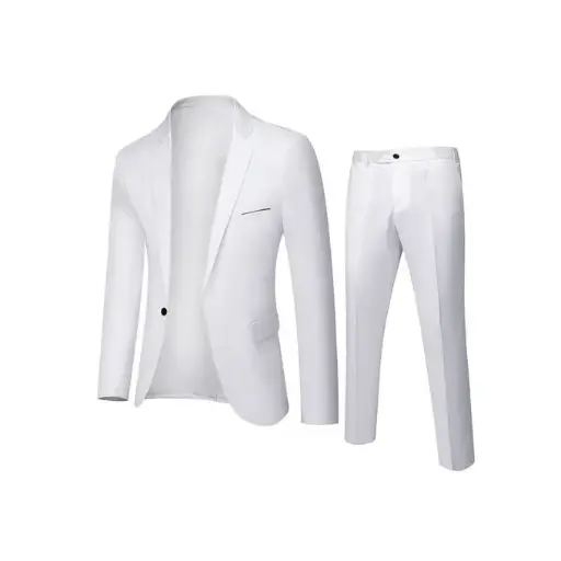 Costume 2 Pièces Homme Coupe Slim Style Coréen - Blanc