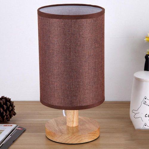 Lampe De Table En Bois, Veilleuse LED, Lampe De Chevet,Lampe Décorative En Tissu - Home Decor