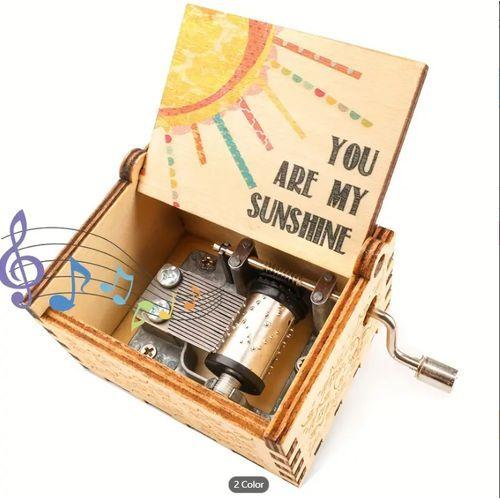 Cadeau De Boîte à Musique En Bois à Manivelle